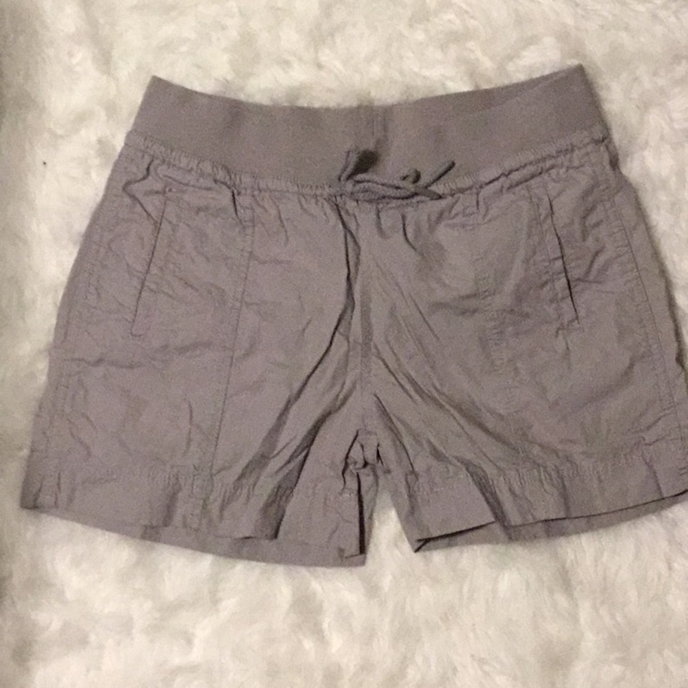 Gray shorts.
